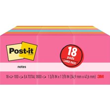 Asitan Mini Notlar, 1 3/8 x 1 7/8, 18 Pedi, Amerika'nın 1 Numaralı Favori Yapışkan Notları, Poptimisti