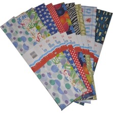 Asitan Krepon Kağıdı 10 Renk Karışık Desenli 10 Lu (1 Paket 10 Adet)