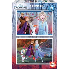 Asitan 2X48 Parça Frozen 2 Puzzle Yapboz Ahşap Üniseks Tüm Seviyeler