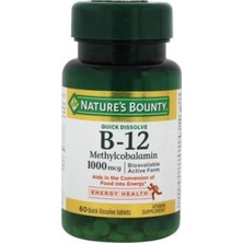 Asitan Natures Bounty Vitamin B12 Methylcobalamin 1000 Mcg 60 Kapsül Takviye Edici Gıda