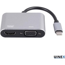 Asitan 2in1 Type-C To 4K HDMI + VGA Çevirici ve Dönüştürücü Adaptör