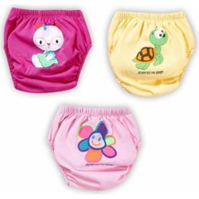 Asitan Momslab POOPES100 Pamuk Kombin Alıştırma Külodu 3'lü (Gül-Sarı-Pembe / 3-4 Yaş)