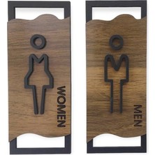 Asitan Caju Art & Decoration Ahşap Desenli Modern Erkek Kadın Wc Tuvalet Yönlendirme Levhası Ofis Iş D