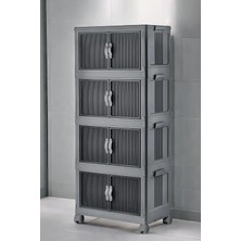 Asitan Katlanabilir Modüler Dolap 4 Lü 54 cm x 31,7 cm x 127 cm (Antrasit)