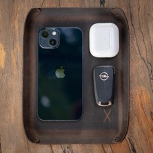Asitan Minimal x Design Masaüstü Organizer, Toplayıcı, Hakiki Deri Vale Tepsisi, Telefon Pedi, Deri Sü