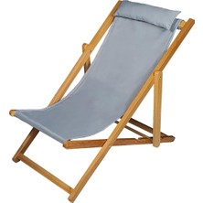 Asitan Bysay Ahşap Katlanabilir Taşınır Şezlong. Plaj, Bahçe, Teras, Balkon Şezlongu. (Gri)