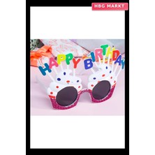 HBG Markt Happy Birthday Yazılı Beyaz Fuşya Renk Parti Gözlüğü 12X7 cm