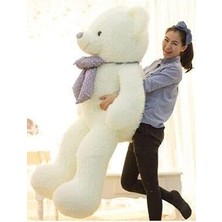 Asitan 150 cm Papyonlu Peluş Ayı-Dev Boy,% 100 Yerli - Sevgiliye Özel Hediye Beyaz
