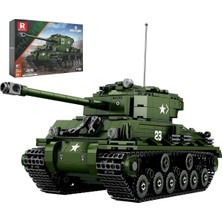 Asitan Reobrix M4A3E8 Sherman Inşaat Tank Seti, Ikinci Dünya Savaşı 77030 Silahlı Tank Yapı Taşlar