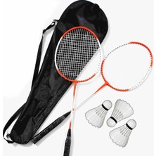 Asitan Çantalı Pro Badminton Seti 2 Adet Badminton Raketi 3 Adet Badminton Topu Pro Badminton Set Kırmı