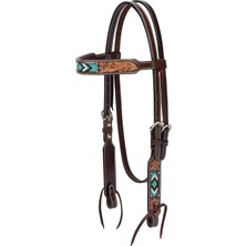 Asitan Turquoise Cross Turkuaz Boncuklu Kaş Bandı Headstall Koyu Yağ 45-0144
