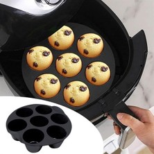 Asitan 5dm-7 Gözlü Silikon Çok Amaçlı Airfryer Muffin Cupcake Kek ve Çörek Pişirme Kalıbı