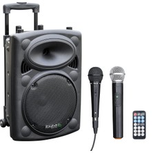 Asitan Ibiza - PORT10VHF-BT - Taşınabilir Hoparlör, 10 Inç (25,4 Cm)/maks. 500W, 2 Mikrofonlu (Kablolu