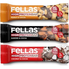 Asitan Fellas Yüksek Protein Bar, Karma Kutu (3 Çeşit), 45GR x 12 Adet