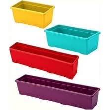 Asitan 1.kalite Plastikten Üretim 75CM Dikdörtgen Renkli Plastik Balkon Saksısı Rengarenk Çiçek Saks�