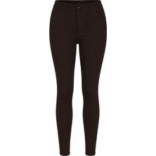 Double Slim Skinny Kahverengi Kadın Jean Pantolon 3529