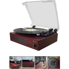 Asitan Midex MTX-303 Nostaljik Pikap Plak Çalar (Şarjlı Bluetooth Aux Hoparlörlü 3 Devir) Iğne Dahil