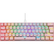Asitan Majesty 62 Tuşlu Rgb Mini Gaming Oyuncu Mekanik Klavye Red Switch Pembe
