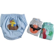 Asitan Mom's Lab Poopes Sevimli Kuşlar ve Yarasa Desenli Erkek Bebek 3'lü Alıştırma Külodu