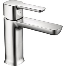 Asitan Modern Tek Delikli Bataryası Tek Saplı Bataryası Krom Lavabo Bataryası Tahliye Montajı Krom 581