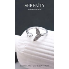 Serenity Balık Kuyruğu Figürlü Incili Çelik Kaplama Yüzük