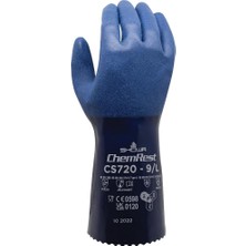 Asitan Showa CS720 Nitril Kimyasal Dayanıklı Koruyucu Eldiven, Polyester/naylon Astar ve Kaba Doku, 30,48