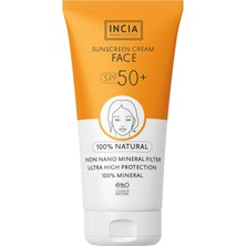 Asitan INCIA%100 Doğal Yüz Güneş Kremi Leke Karşıtı Mineral Filtreli Yüksek Koruma SPF50 Uva Uvb 50