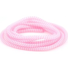 Asitan Şarj Aleti Kablosu Kablo Kordon Koruyucu Spiral Sarma Kılıf Koruma (Pembe)