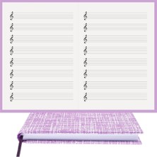 Asitan Bidefter Müzik Nota Defteri - (Sol Anahtarlı)% 100 El Yapımı, El Dikişi, (Iplik Dikiş) Kuşe