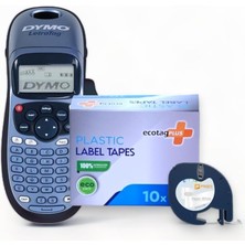 Asitan Ecotagplus Dymo Letratag Etiket Yazcı ve 10 Adet Şerit Etiket 12 mm x 4 mt Kagıt Beyaz