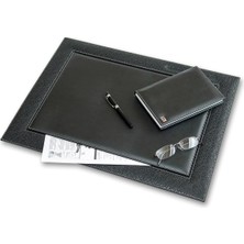 Asitan 2k 4722 Sümen Takımı Suni Deri Hilton Kenar Desenli Tek Parça Kapaklı Pad Sümen 55X42 Cm, Siya