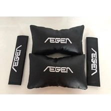 Xukey Fiat Egea Nakışlı Deri 1 Çift Boyun Yastık ve 1 Çift Kemer Pedi