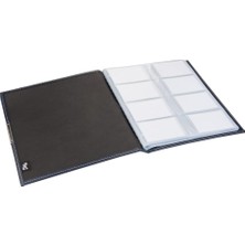 Asitan Kartvizit Albümü 8 Sıralı 384 Kartlık Business Card Album Vegan 23,5X26,5 Cm.,lacivert