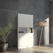 Asitan FLAT85 Kitaplık 6 Kapaklı Kütüphane Çok Amaçlı Dolap Beyaz