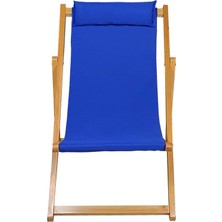 Asitan Ahşap Katlanabilir Taşınır Şezlong. Plaj, Bahçe, Teras, Balkon Şezlongu. (Mavi)