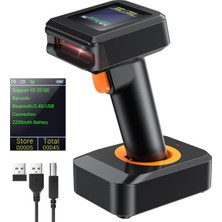 Asitan Tera HW0006 / 2d Wireless Barcode Scanner With Display Screen – Bluetooth, 2.4g & USB 3-In-1 Kablo
