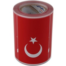 Asitan Al Hızlı Al Türk Bayrağı Etiketi Kuşe Rulo Çıkatma 90MMX 60MM 300 Adet 40MM Çapı Bayrak Et
