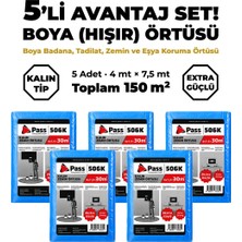 Pass 506K Kalın Hışır Boya Örtüsü 5 Adet (4x7,5 mt) - Toplam 150 m² Zemin ve Eşya Koruma Naylonu Seti