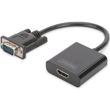 Asitan DA-70473 Vga'dan Hdmi'ya Dönüştürücü + Ses (3,5mm) Full Hd (1080P), Kablo Tipi (15 Cm), Siyah