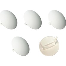 Asitan 5'li Bombeli Buat Kapak / 9 cm Plastik Lüks Buat Kapağı Beyaz / LBK.0992 Elektrik Tesisat Kapağ�