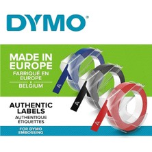 Asitan Dymo 3D Plastik Kabartma Şerit (9 mm x 3 Mt), 3'lü Paket, Siyah/kırmızı/mavi - S0847750
