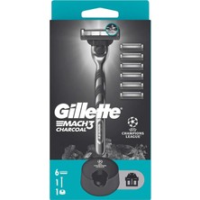 Asitan Gillette Mach3 Charcoal Tıraş Makinesi + 5 Adet Yedek Tıraş Bıçağı + Premium Stand Hediyeli