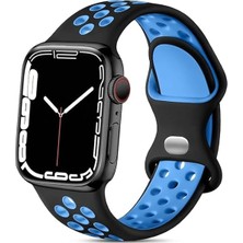 Asitan 1 2 3 4 5 6 7 Se 8 Ultra ile Uyumlu Delikli Silikon Kordon Kayış 42-44-45-49 mm Siyah