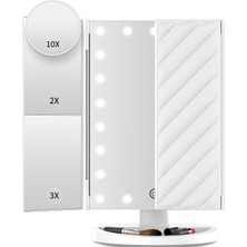 Asitan Eluosin Işıklı Makyaj Aynası, 2x 3x 10X Büyütmeli Işıklı Makyaj Aynası, 21 LED Üç Katlı