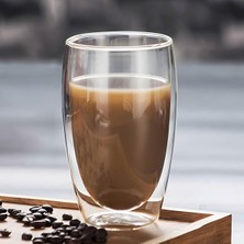 Asitan Arvale Çift Cidarlı Cam Kupa Ev Ofis Fincanı Isı Yalıtımlı Kulplu Cam Bardak (2 Adet 500 Ml)