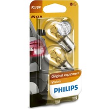 Asitan Philips Vision P21/5W Stop ve Fren Ampulü, 12V BAY15D, 2'li Paket