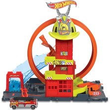 Asitan Hot Wheels Çember Pistli Iftaiye Istasyonu 1 Oyuncak Araba ve Süper Çemberli Itfaiye Istasyonu