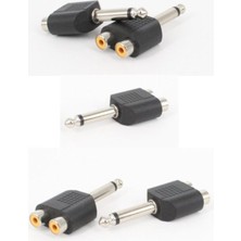 Asitan 5 Adet 6.3mm Mono Anfi Amfi Mikrofon Ses Jakı Jack - 2 Rca Dişi Audıo Lale Tos Dönüştürücü