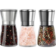 Asitan Beoıuczzy 3 Adet Tuz ve Karabiber Değirmeni Seti, 180 ml Manuel Baharat Değirmeni, Ayarlanabilir �