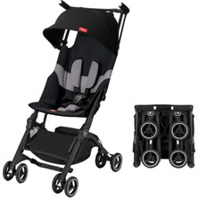 Asitan GB Pockit+ All Terrain Ultra Kompakt Hafif Seyahat Arabası, Gölgelik ve Yatan Koltuk, Kadife Siyah